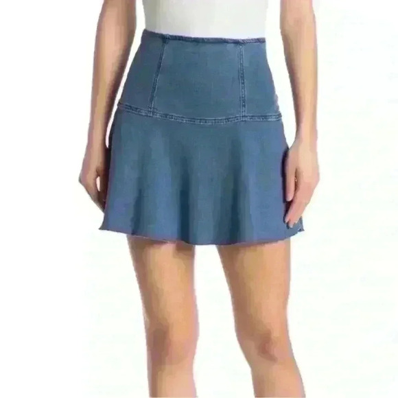 Free People Highlands Denim Mini Skirt Size 8 - Picture 8 of 9